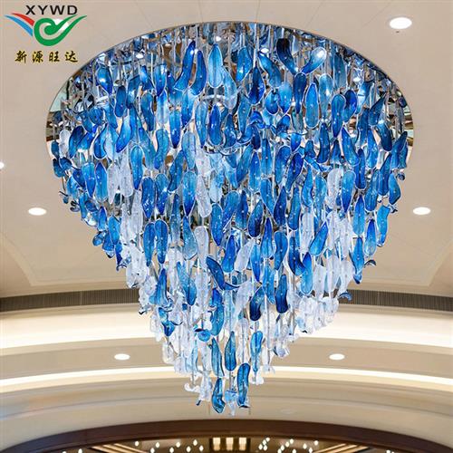 非标工程酒店大堂售楼部沙盘商场复式楼楼梯造型创意玻璃挂件吊灯