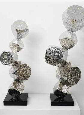 创意不锈钢金属艺术落地雕塑酒店大堂商场玄关客厅轻奢装饰品摆件