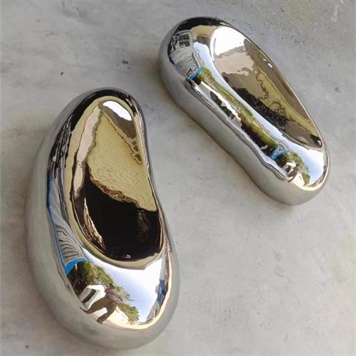 不锈钢石头水滴波纹茶几鹅卵石玻璃钢树脂壁饰室内外雕塑落地摆件