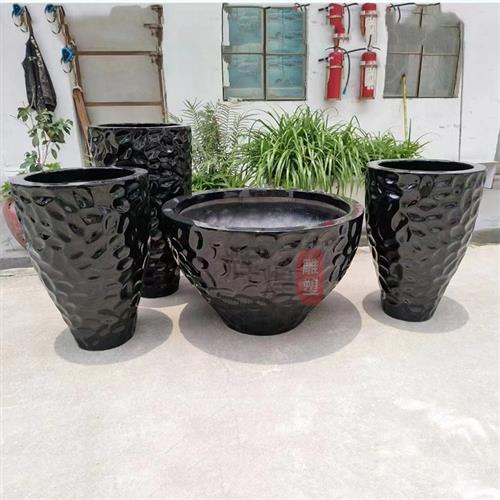 白色大树脂简约现代组合田园椭圆花盆户外轻奢玻璃钢花钵摆件花钵