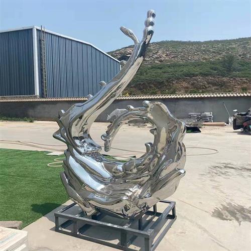 厂家定制不锈钢浪花雕塑金属镜面水景摆件不锈钢水滴浪花雕塑