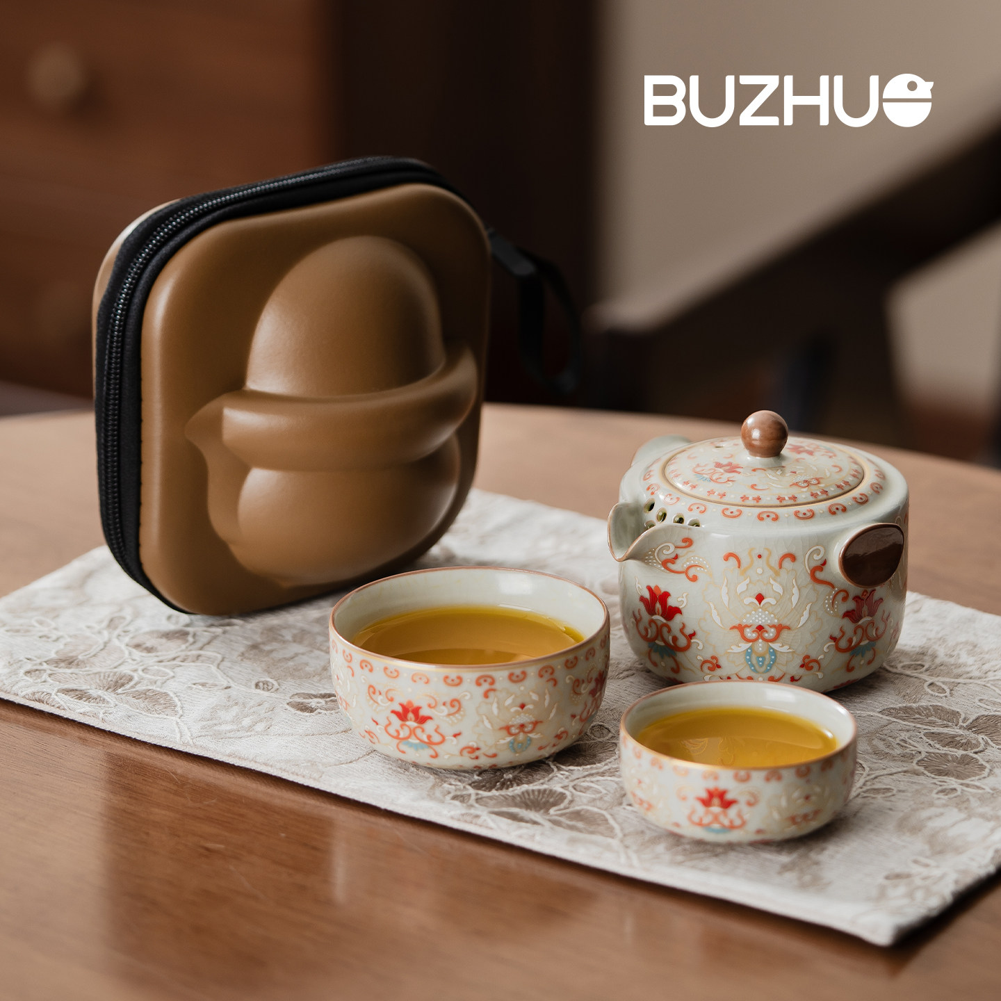 便携式旅行茶具套装汝窑手抓壶