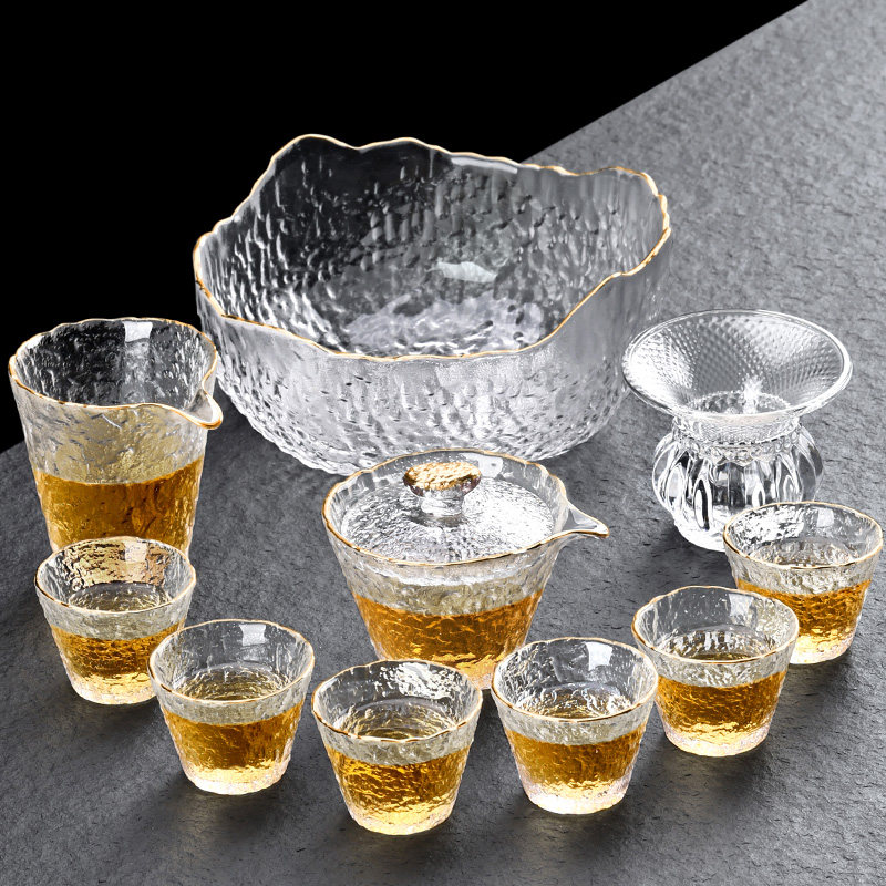 玻璃茶具套装家用轻奢高档透明盖碗功夫茶具办公室会客茶壶茶道杯