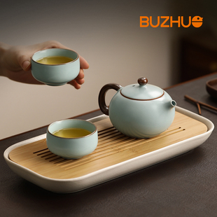 2025新款 汝窑茶具泡家壶家用喝茶小套装 办公功夫陶瓷茶杯一壶二杯
