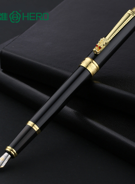 HERO/英雄牌钢笔6190学生专用练字礼物送礼美工钢笔墨囊可替换办公男士高档硬笔弯头尖书法笔定制刻字复古