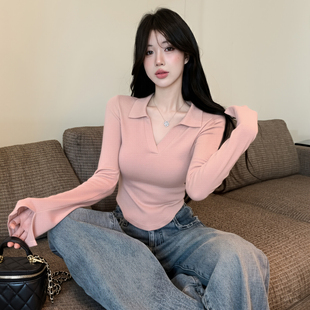 春款2026新款韩惑女装T恤衫纯欲辣妹短款修身显瘦上衣