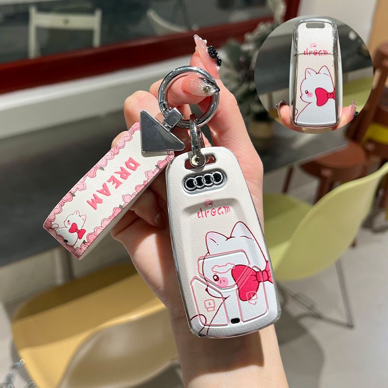 适用奥迪A3L钥匙套Q3 A4L A6 Q5L新款q7q8包a7壳车扣24款TPU可爱