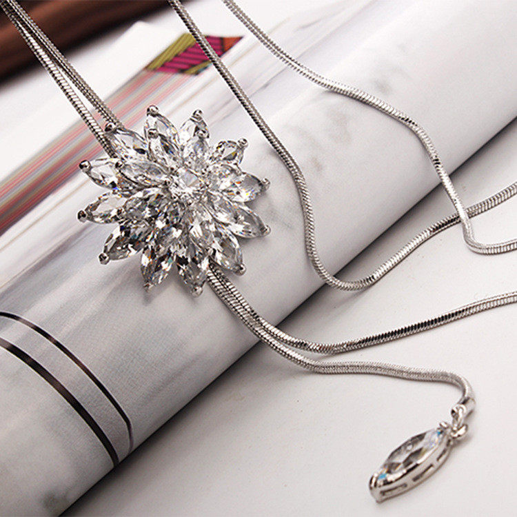 长款项链女水晶花流苏吊坠挂件韩国时尚气质简约百搭毛衣链装饰品,饰品/流行首饰/时尚饰品新,项坠/吊坠,淘宝优惠券,粉丝福利购,淘宝优惠卷