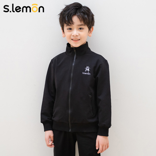 slemon儿童舞蹈服外套男秋冬长袖 上衣练功服黑色中国舞形体服男童