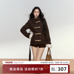 RedBling 原创设计双色辣妹牛角拼接短外套收腰显瘦气质百搭上衣