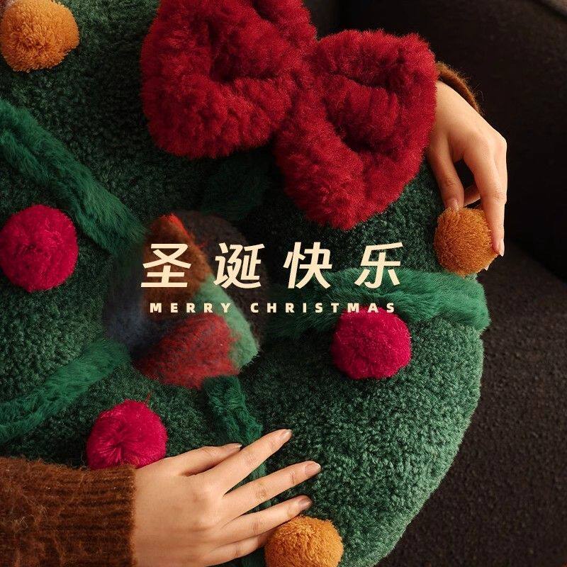 圣诞节抱枕花环装饰门挂氛围感场景布置毛绒异形靠枕靠垫圣诞礼物