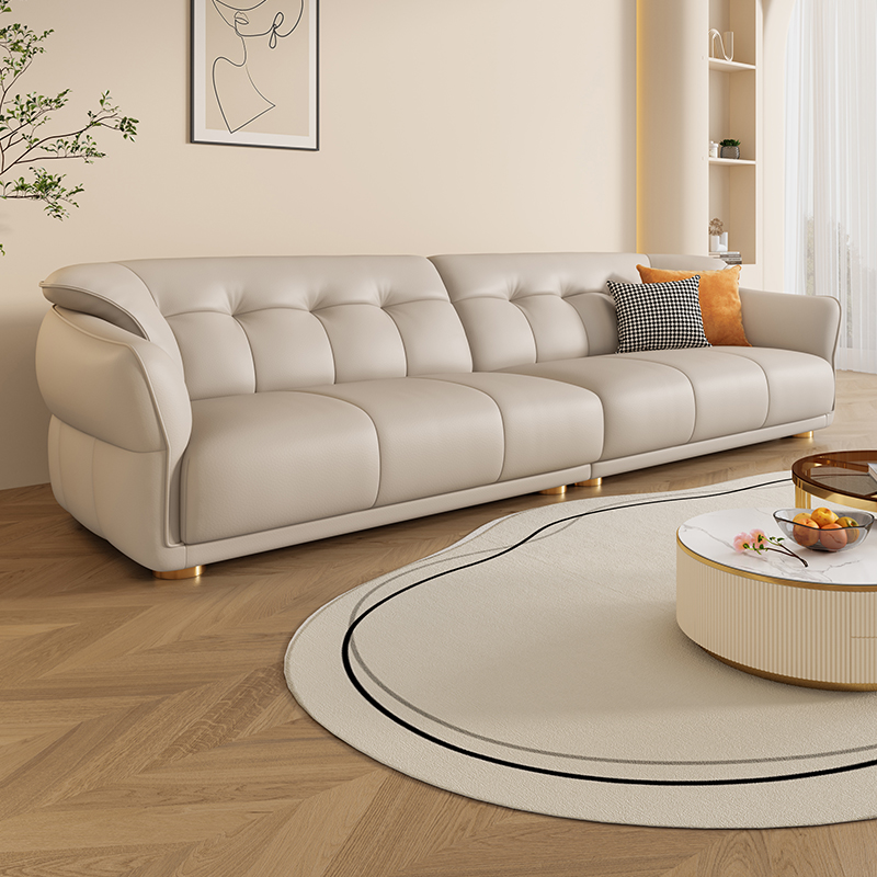 岚瑟琳奶油风头层牛皮真皮沙发