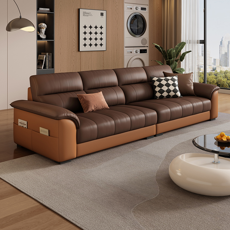 岚瑟琳意式轻奢头层牛皮真皮沙发