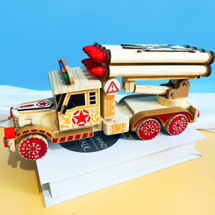 木制导弹车航天摆件东风导弹车火箭炮彩色火箭车景区工艺品模型