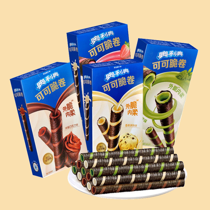 奥利奥可可脆卷夹心蛋卷薄脆小零食巧克力解馋儿童休闲零食品批发