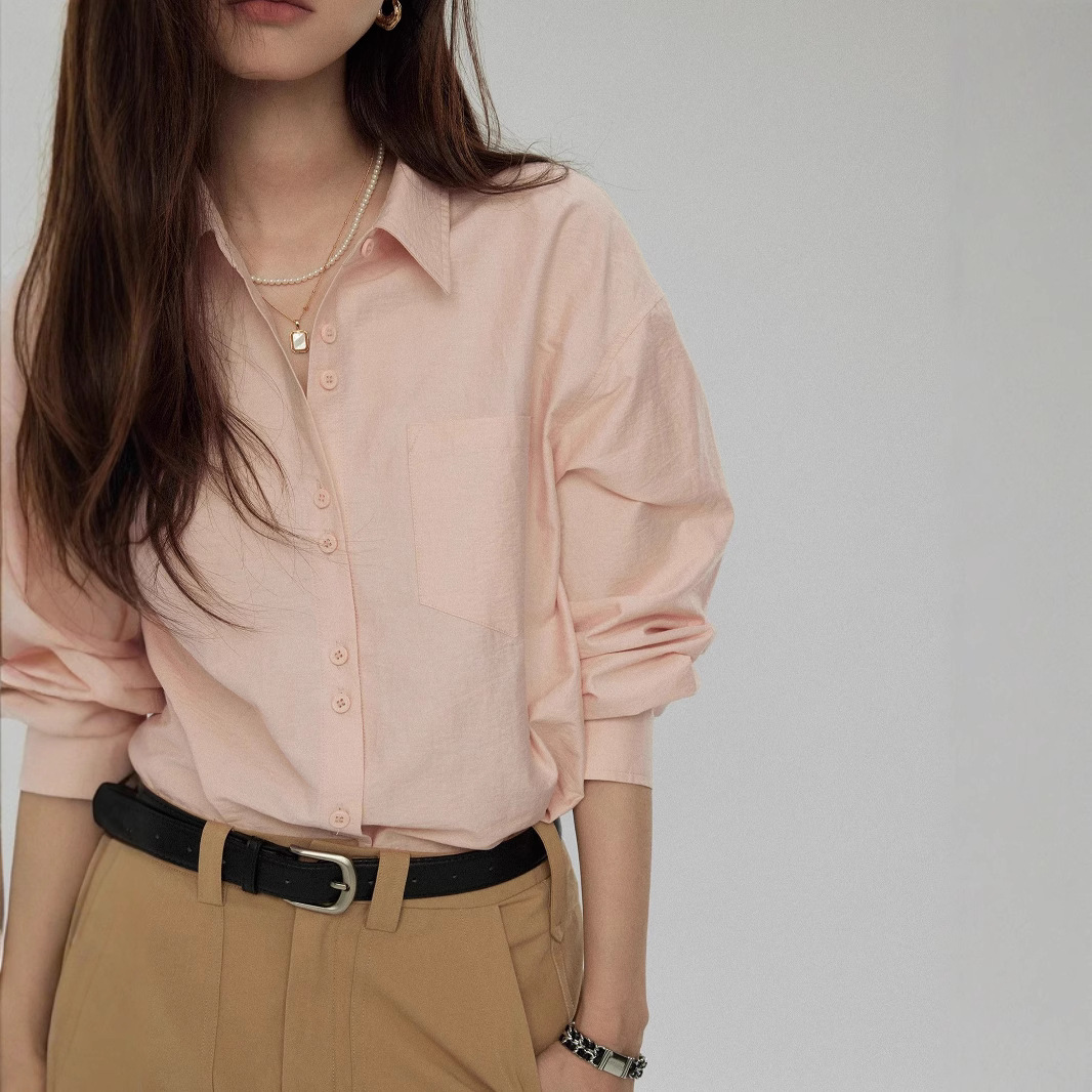 Joli Choose长袖翻领衬衫女秋季宽松简约慵懒风高级感百搭外套