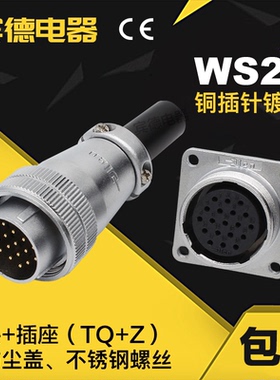 航空插头DS插座WS24-2-3孔工业-4J-6-10针Z芯方-12K-19连接器座TQ