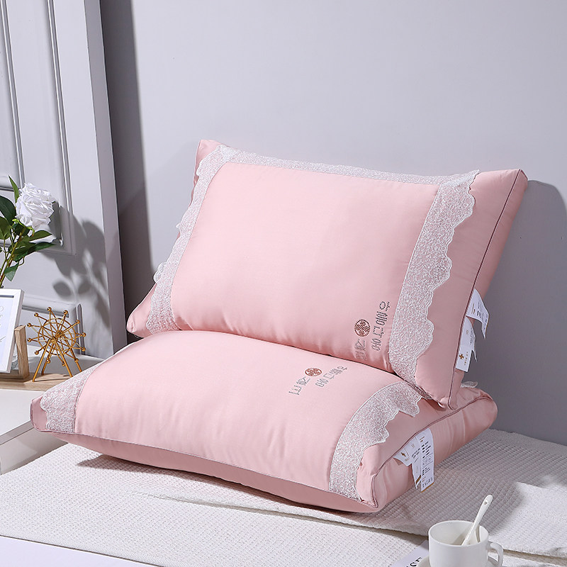韩式蕾丝花边枕头公主风枕芯女士柔软丝滑护颈椎助睡眠羽丝绒少女