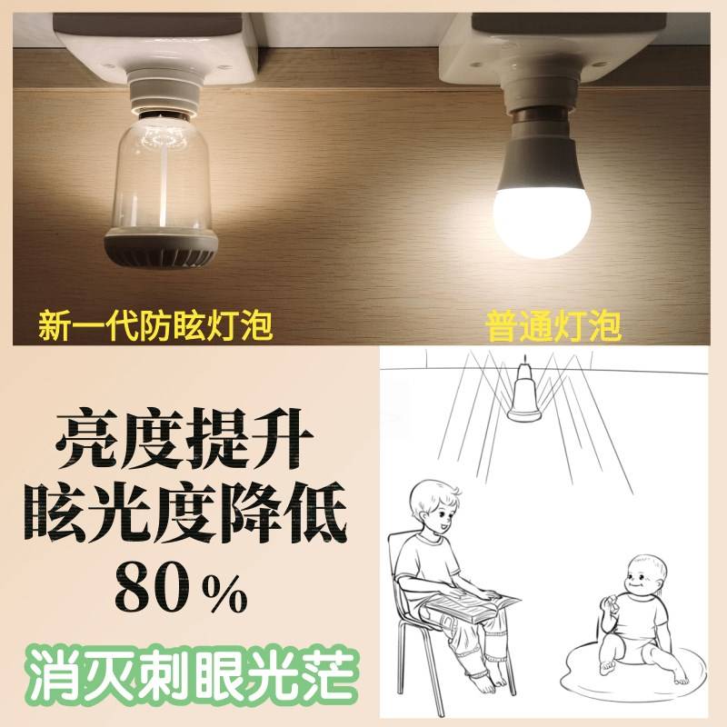 灯泡婴儿专用e14e27螺口暖白自然灯光高显色防蓝防眩目不刺眼