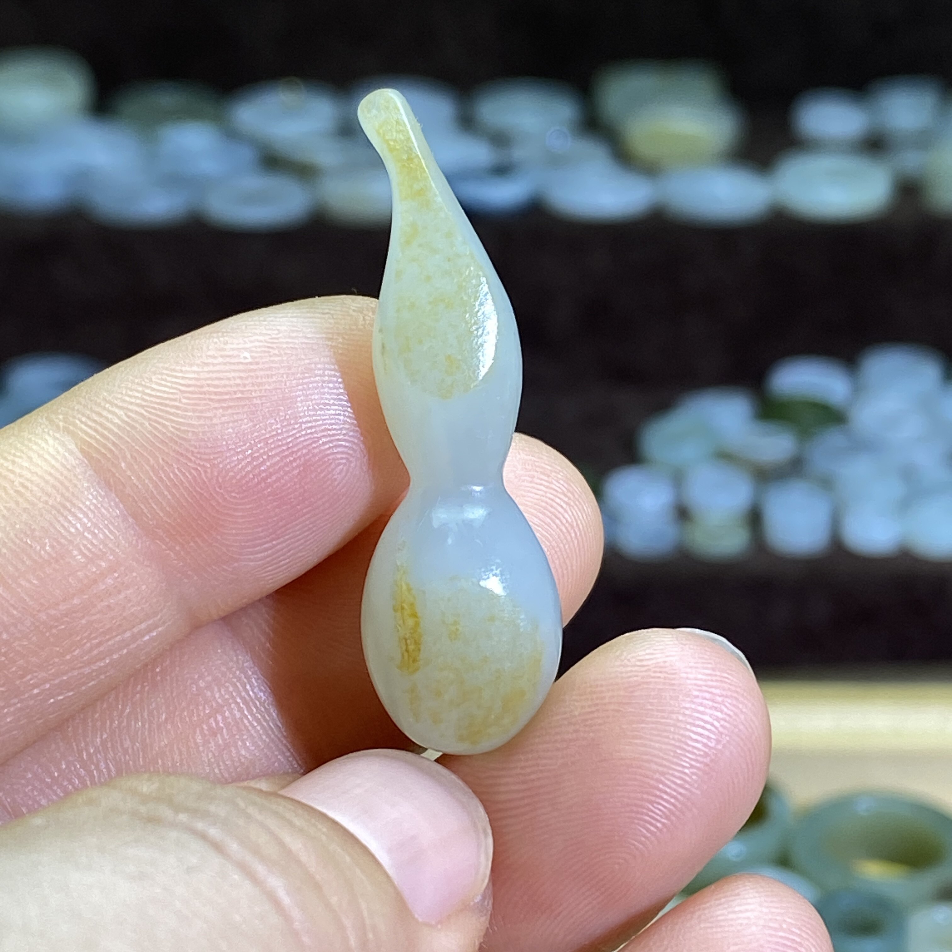 和田玉白玉籽料洒金皮手工葫芦挂饰复古风随型项链挂件吊坠挂饰