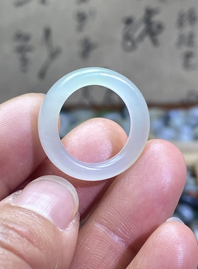 和田玉翠青卡17一口翠随型戒指文玩珠串跑圈国风复古戒圈玉环挂饰