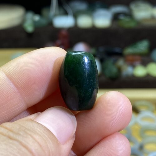 和田玉碧玉随型桶珠子配饰复古风老光工艺手编绳手链多宝配珠