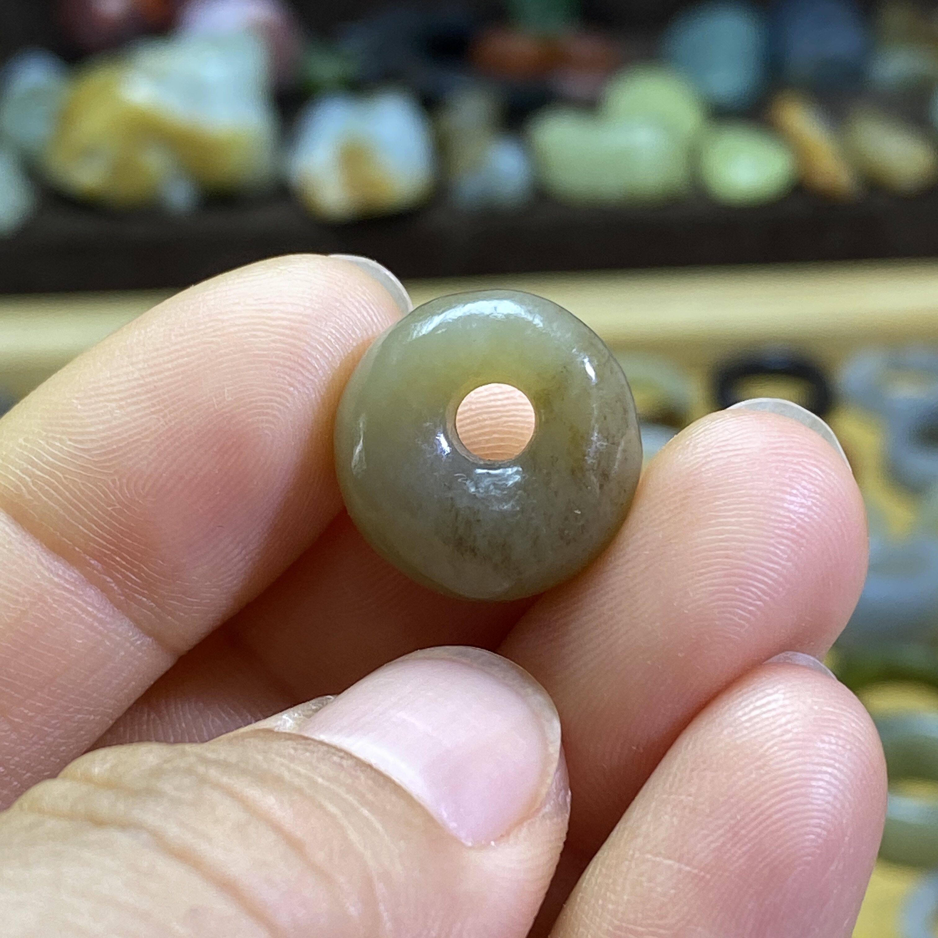 和田玉糖玉随型圆扣子平安扣配饰复古风老光工艺手链配珠