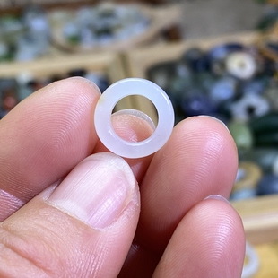 和田玉白玉籽料卡8随型小跑环复古风文玩珠串跑圈项链锁骨链挂饰