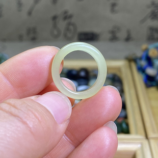 和田玉黄玉戒指卡15小圈黄口随型戒圈复古风文玩珠串跑环玉环尾戒