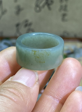 和田玉翠青籽料洒金皮卡20随型扳指戒指直切古风文玩跑圈挂饰