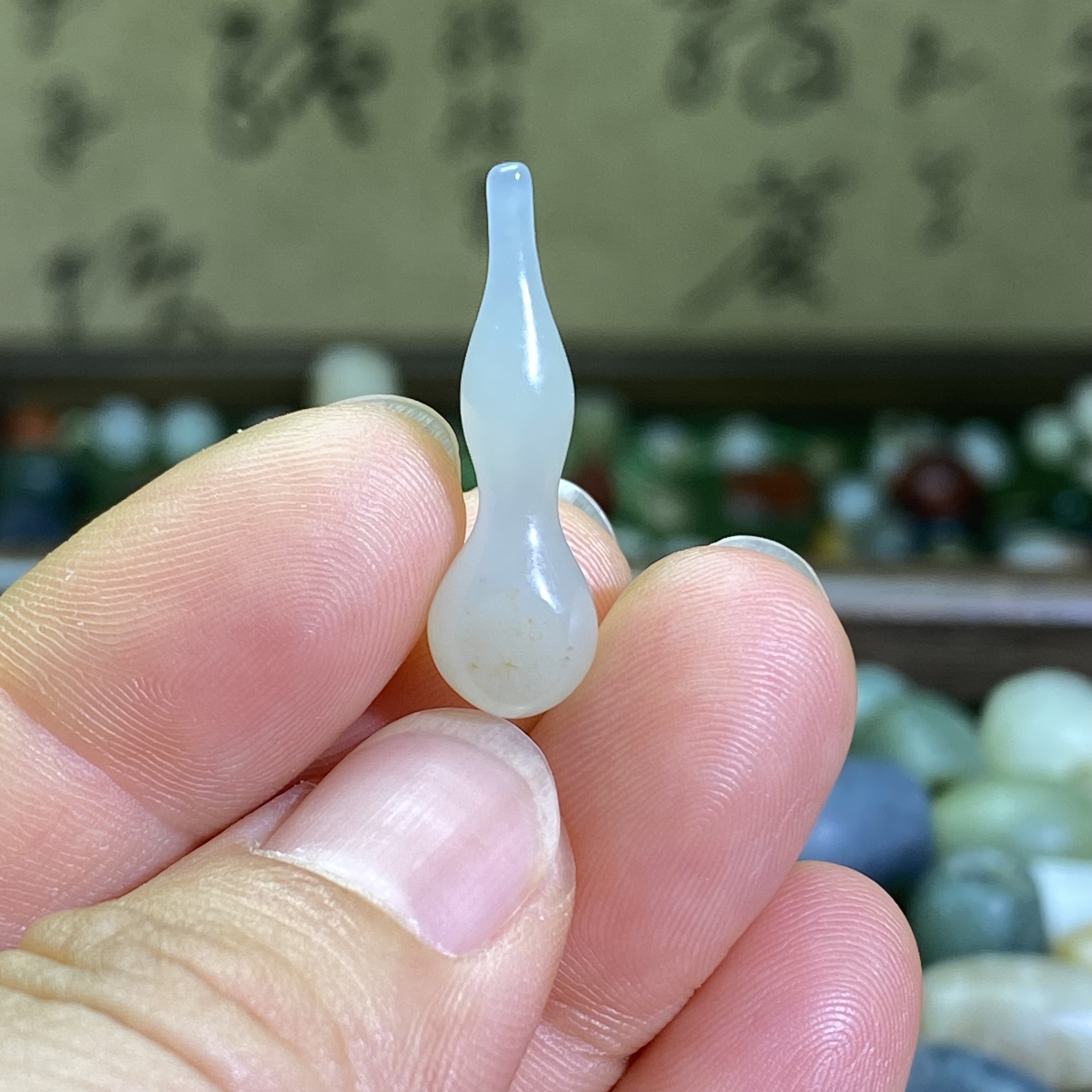 和田玉白玉籽料洒金皮小葫芦挂饰复古风藏式手链项链吊坠配珠