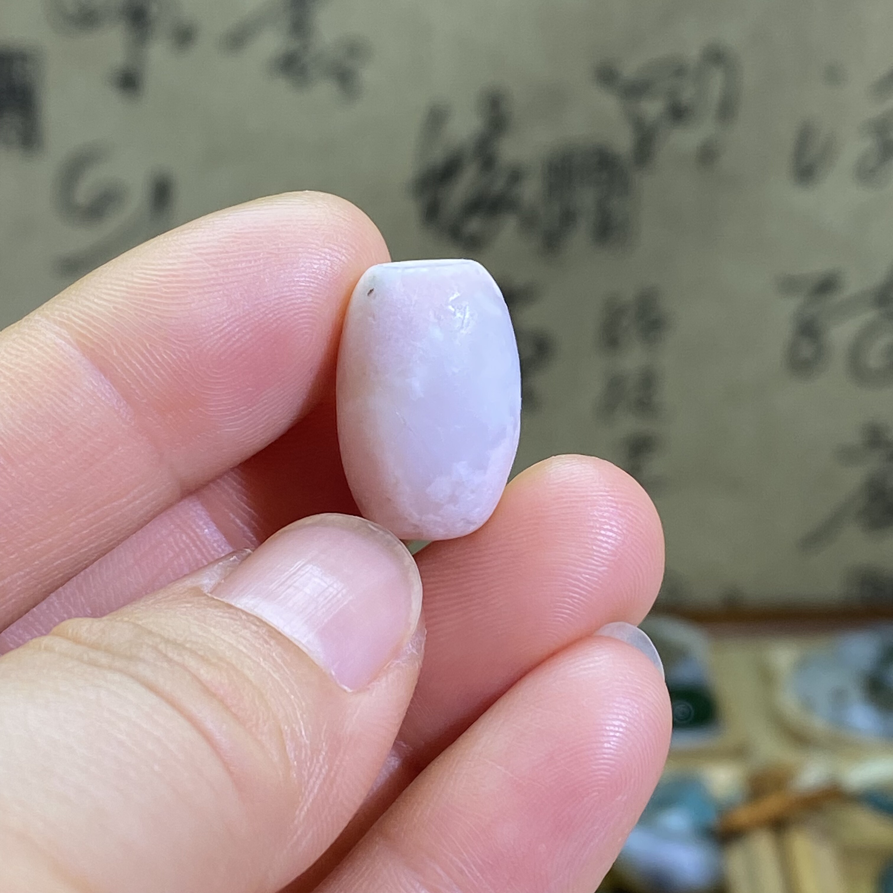 和田玉桃花玉随型桶珠配饰老光工艺复古风藏式手编绳多宝手串配珠