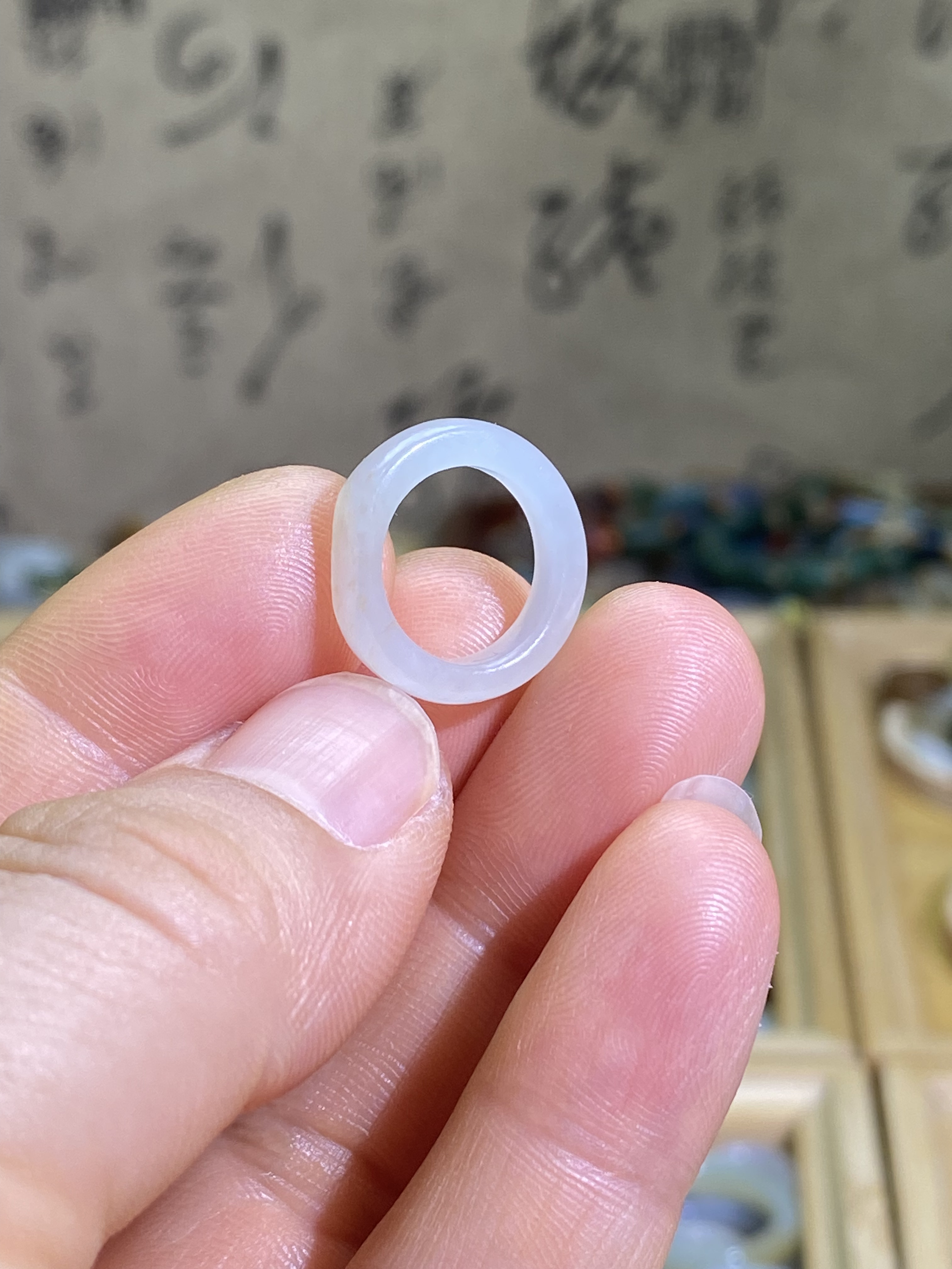 和田玉籽料卡12洒金皮白玉随型跑环国风复古玉环文玩珠串跑圈挂饰