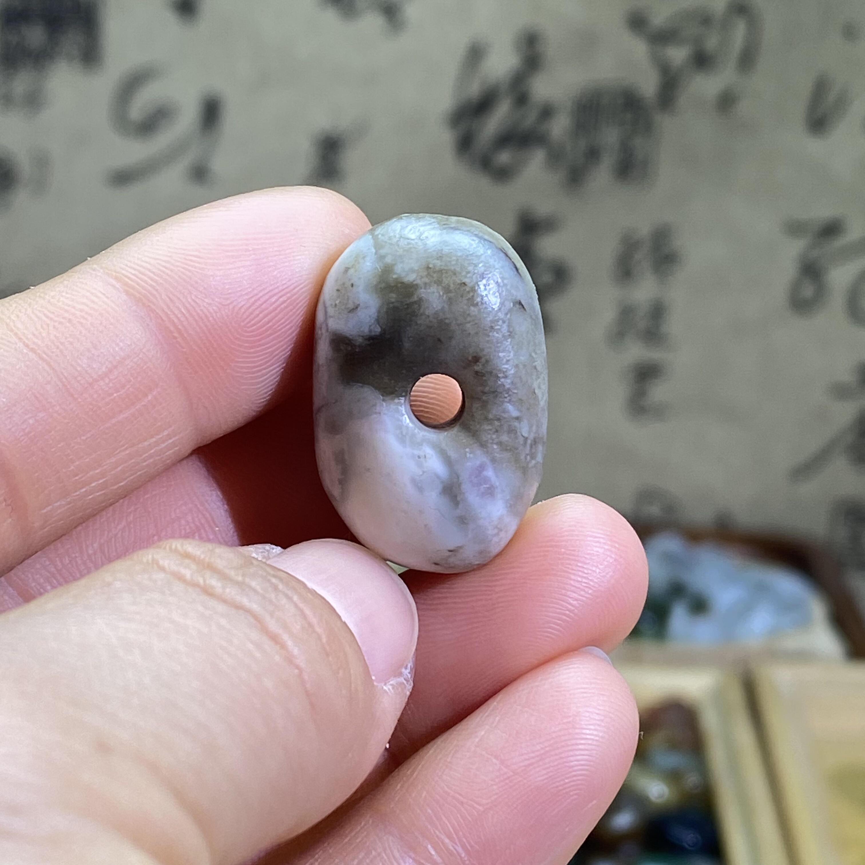 和田玉糖玉半僵半糖随型大扣子配饰复古风老光工艺手编绳手链配珠