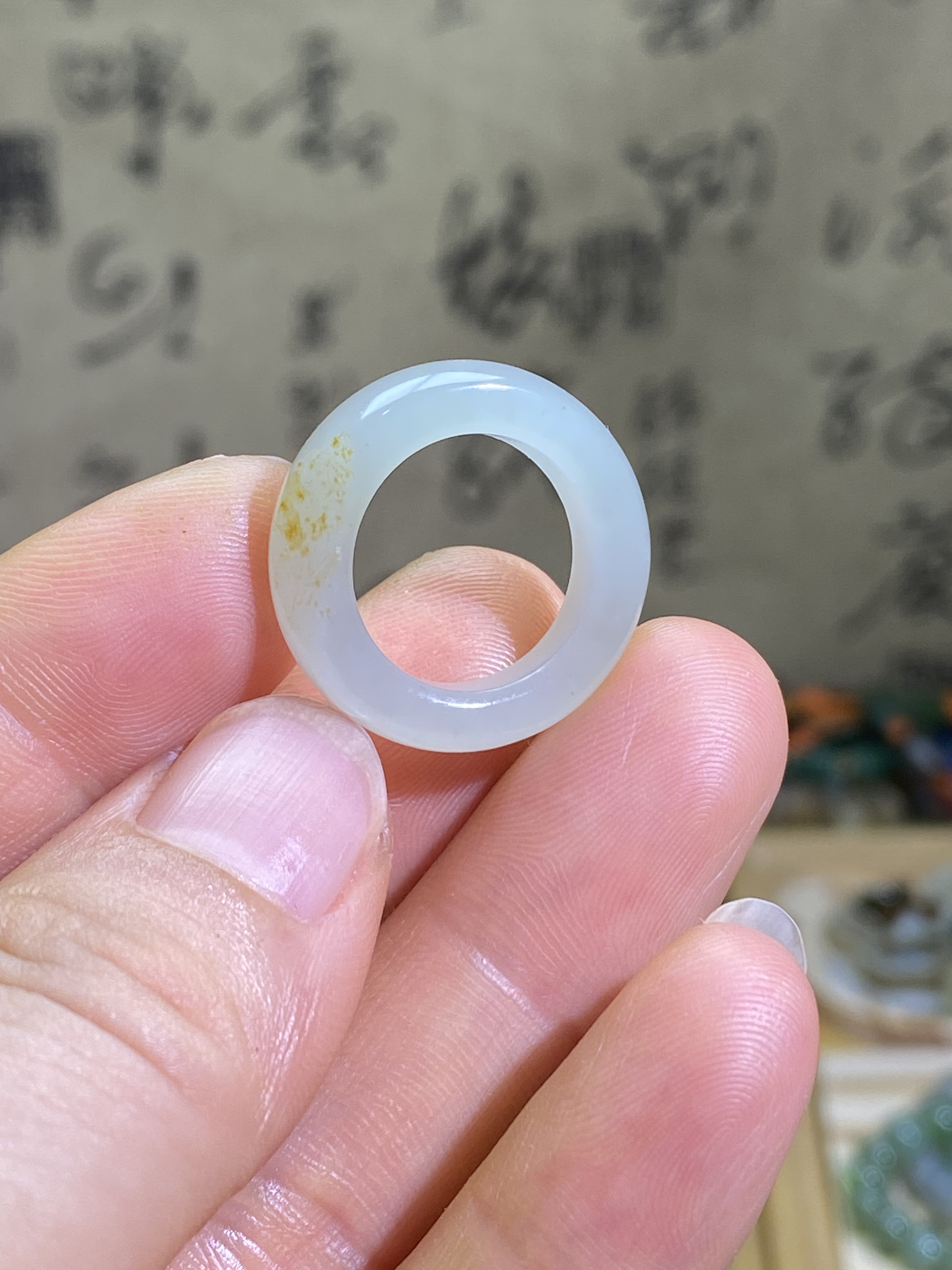 和田玉籽料白玉洒金皮卡15戒指随型复古指环文玩珠串跑环玉环尾戒