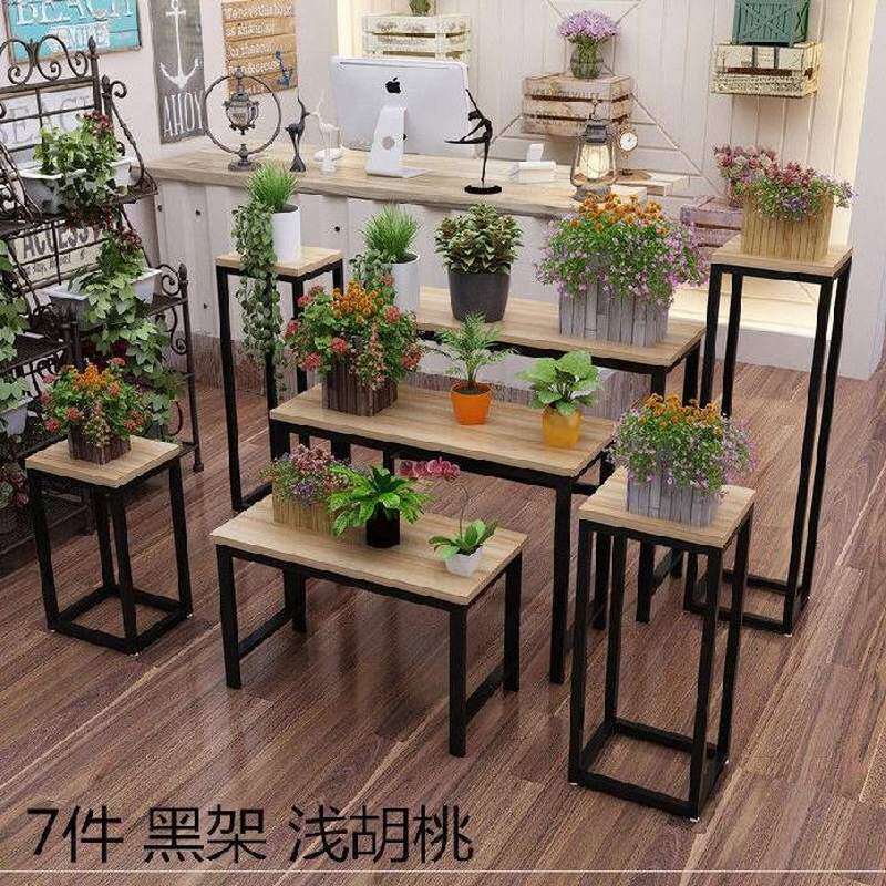 包包店实木高台架子组合花店展示花架子大理石室内白色花盆架窗台