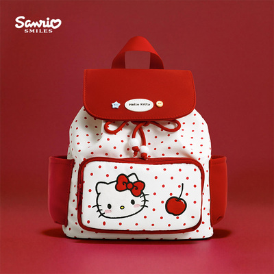 三丽鸥正版HelloKitty凯蒂猫红色双肩包女小型可爱背包大学生书包