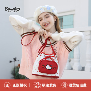 HELLOKITTY凯蒂猫正版单肩包斜挎包包女新款大容量水桶包学生党