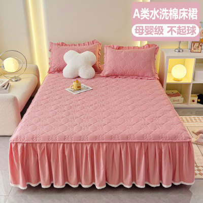 2025新款a类母婴级夹棉床裙床罩单件加厚床笠床垫保护套防滑床单