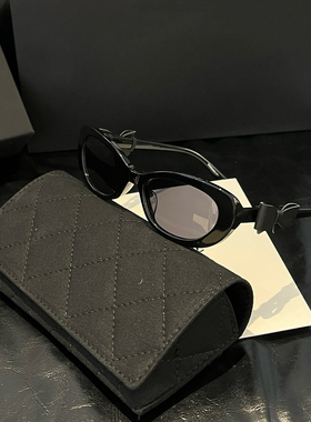 辛芷蕾同款25B小香风蝴蝶结墨镜秀场新款窄框猫眼太阳镜高级遮阳