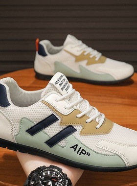 男鞋新款透气网面小白鞋子男韩版潮流百搭平底休闲单鞋跑步运动鞋