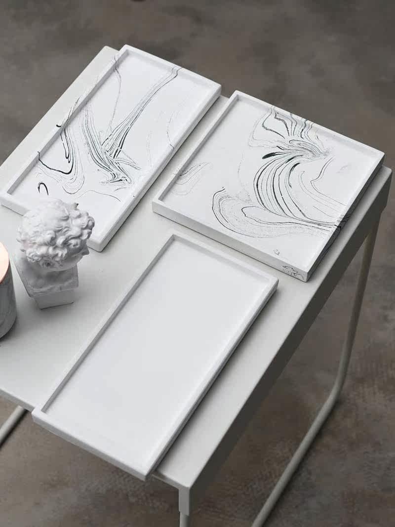 小西家 北欧风ins水泥方形托盘 首饰盘装饰盘摆盘果盘水杯收纳盘