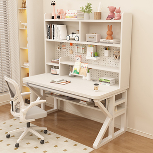 电脑桌学生学习写字桌卧室家用台式办公桌子洞洞板书柜一体式书桌