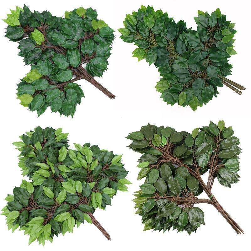 过胶小叶榕仿真叶子婚庆用品榕树叶塑料假叶子装饰树叶树枝绿树叶