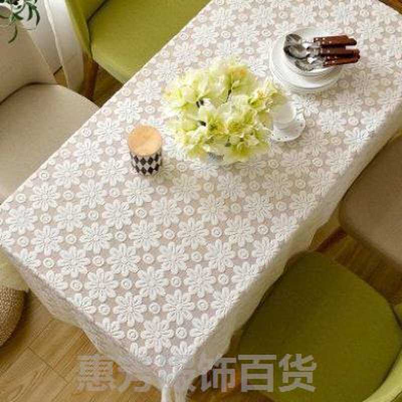 亚麻棉绣花长桌花边桌布蕾丝长方形镂空碎花餐桌桌垫茶几布茶几垫