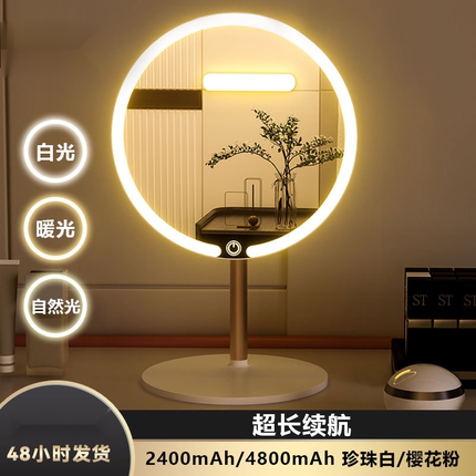镜子化妆镜led灯高品质带灯typec充电可旋转折叠折叠家用台式桌面
