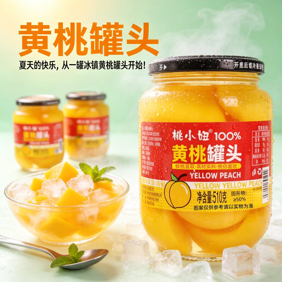 新鲜黄桃罐头510g瓶装玻璃山楂菠萝橘子什锦雪梨杏橘子桔水果罐头