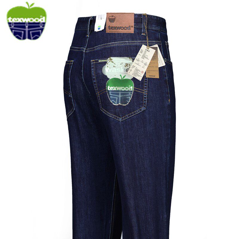 黑色直筒宽松texwood苹果弹力牛仔裤男高腰深档休闲长裤子L32/L33