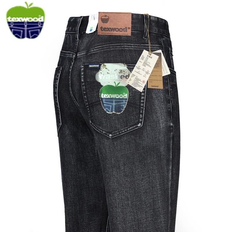 黑色直筒宽松苹果弹力牛仔裤男高腰深档休闲长裤子L32/L33