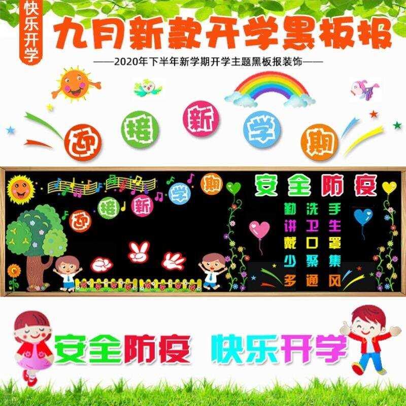 学校开学防疫黑板报勤洗手墙贴画安全防疫黑板报宣传防控贴纸标语